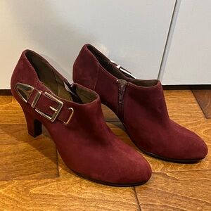 Aerosoles Suede Burgundy Ankle Boots